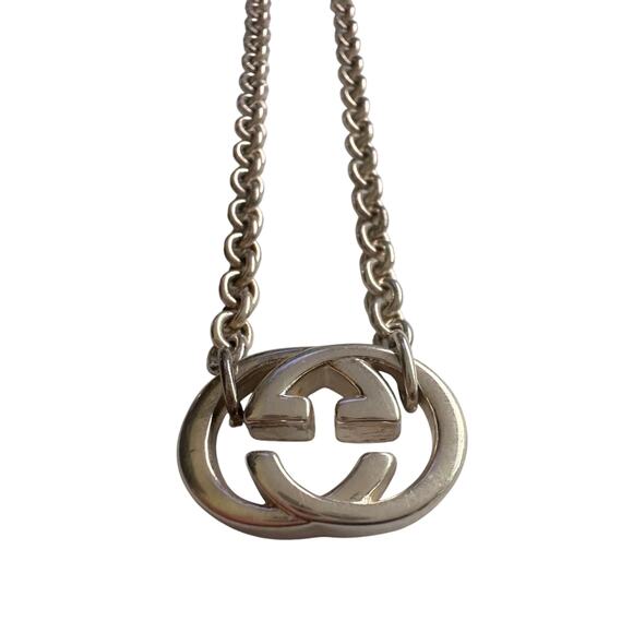 GUCCI Interlocking GG Logo Necklace (16") Sterling Silver - Picture 7 of 7